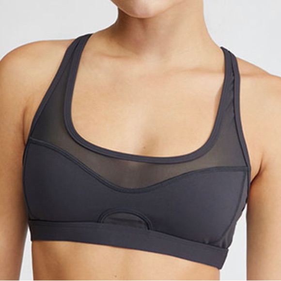 Pacsun La Hearts Black Pac Move Active Game Point Bralette Size L Nwt!